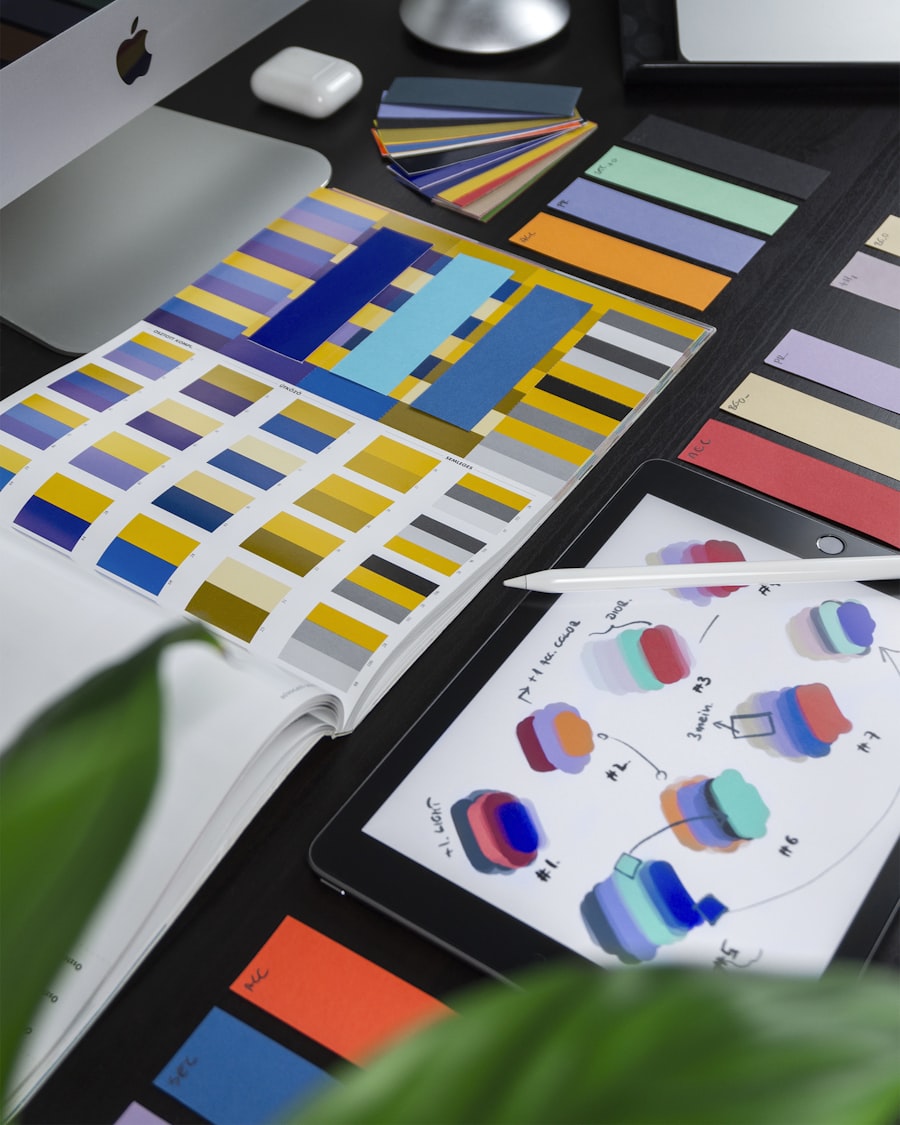 Vibrant printed graphics and paper samples